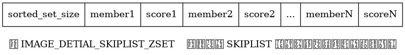 digraph {

    label = "\n图 IMAGE_DETIAL_SKIPLIST_ZSET    更详细的 SKIPLIST 编码有序集合对象的保存结构";

    node [shape = record];

    sorted_set [label = " sorted_set_size | member1 | score1 | member2 | score2 | ... | memberN | scoreN "];

}